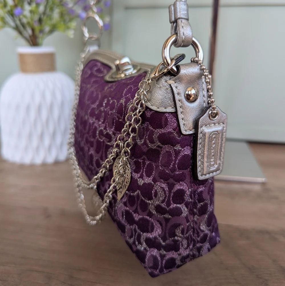 Vintage Y2K Coach Mini Purple Pochette Bag - Picture 3 of 10